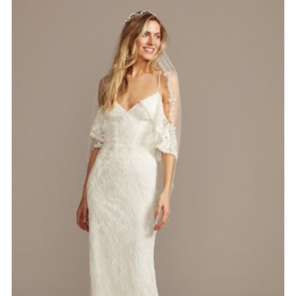 Stunning Flutter Cold Shoulder Wedding Dress!!